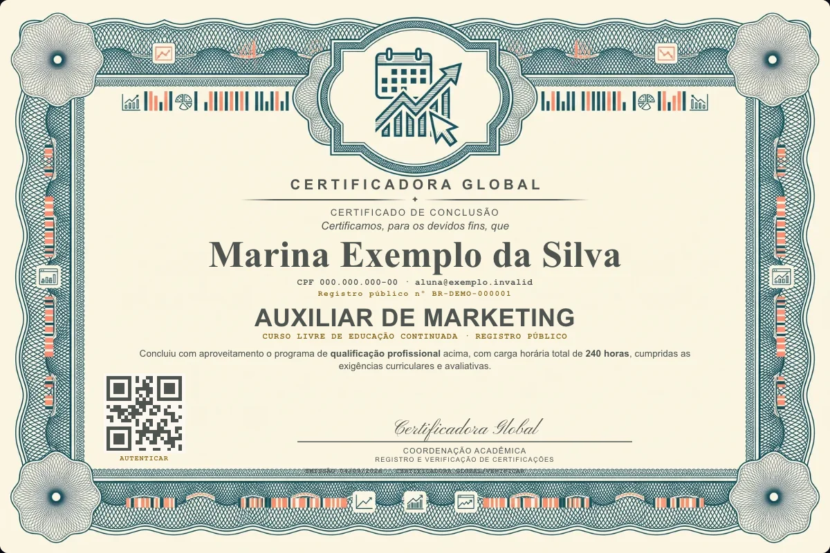 Capa do curso Auxiliar de Marketing