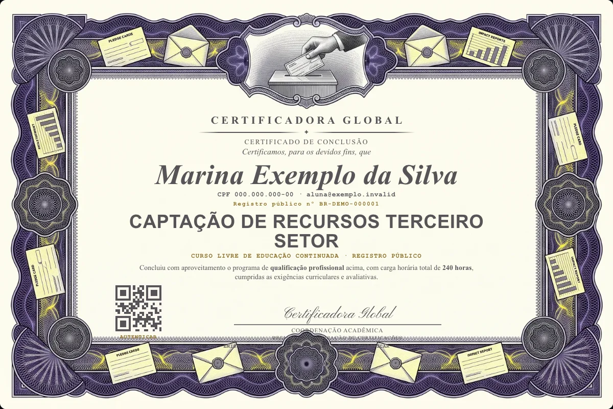 Capa do curso Captação de Recursos Terceiro Setor
