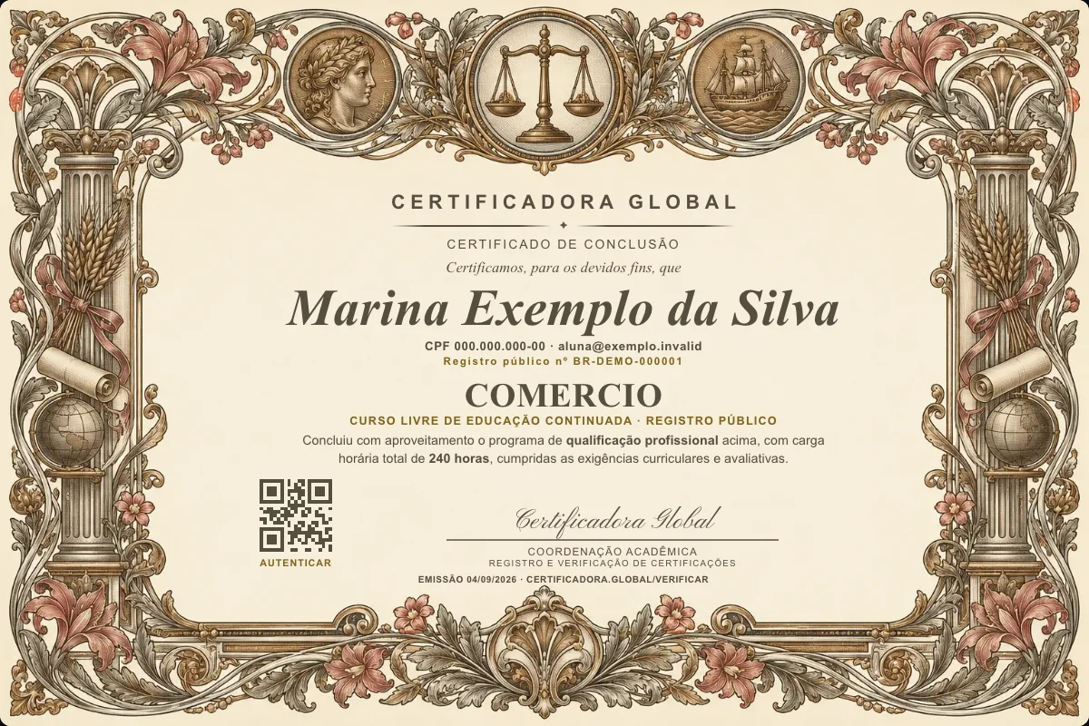 Capa do curso Comercio