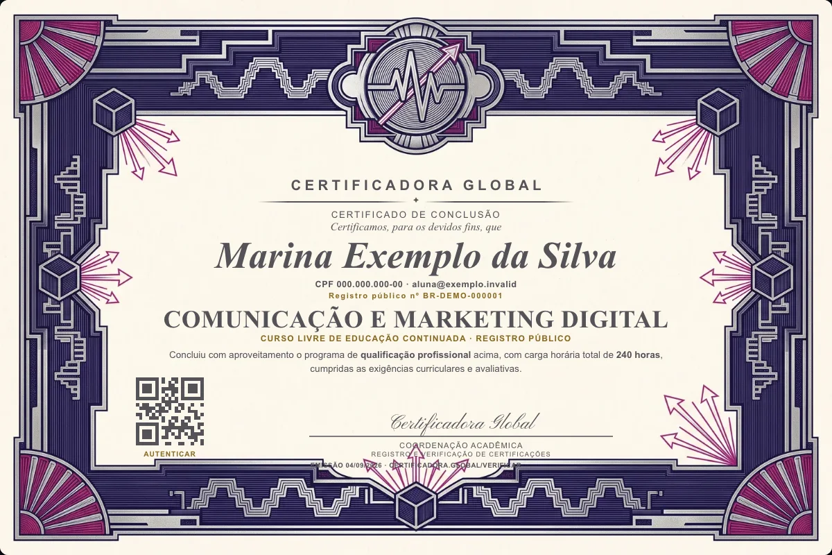 Capa do curso Comunicação e Marketing Digital