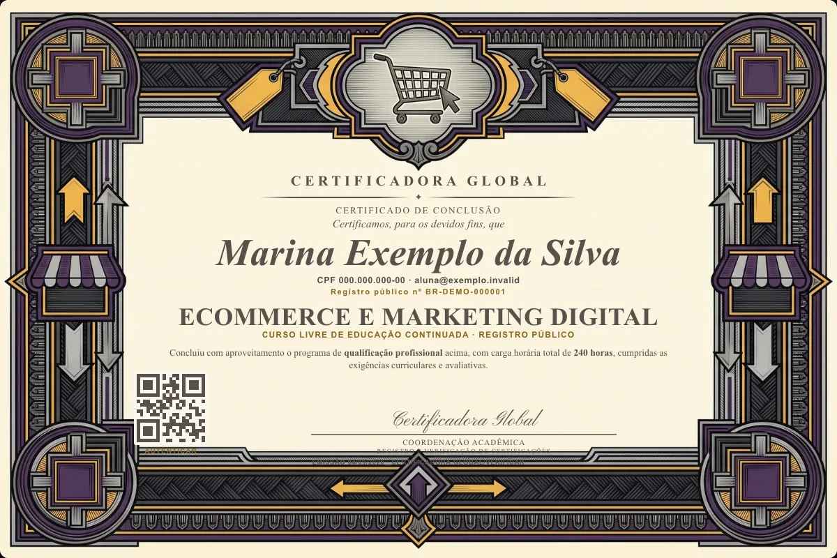 Capa do curso Ecommerce e Marketing Digital