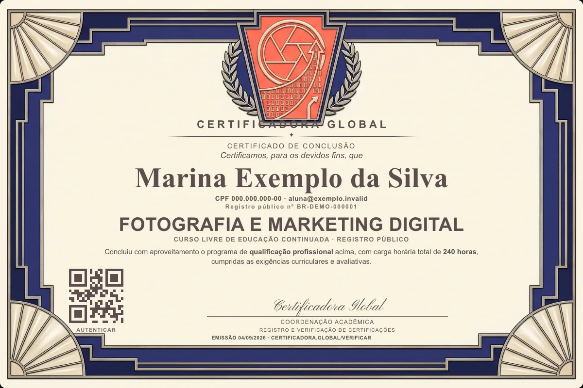 Capa do curso Fotografia e Marketing Digital