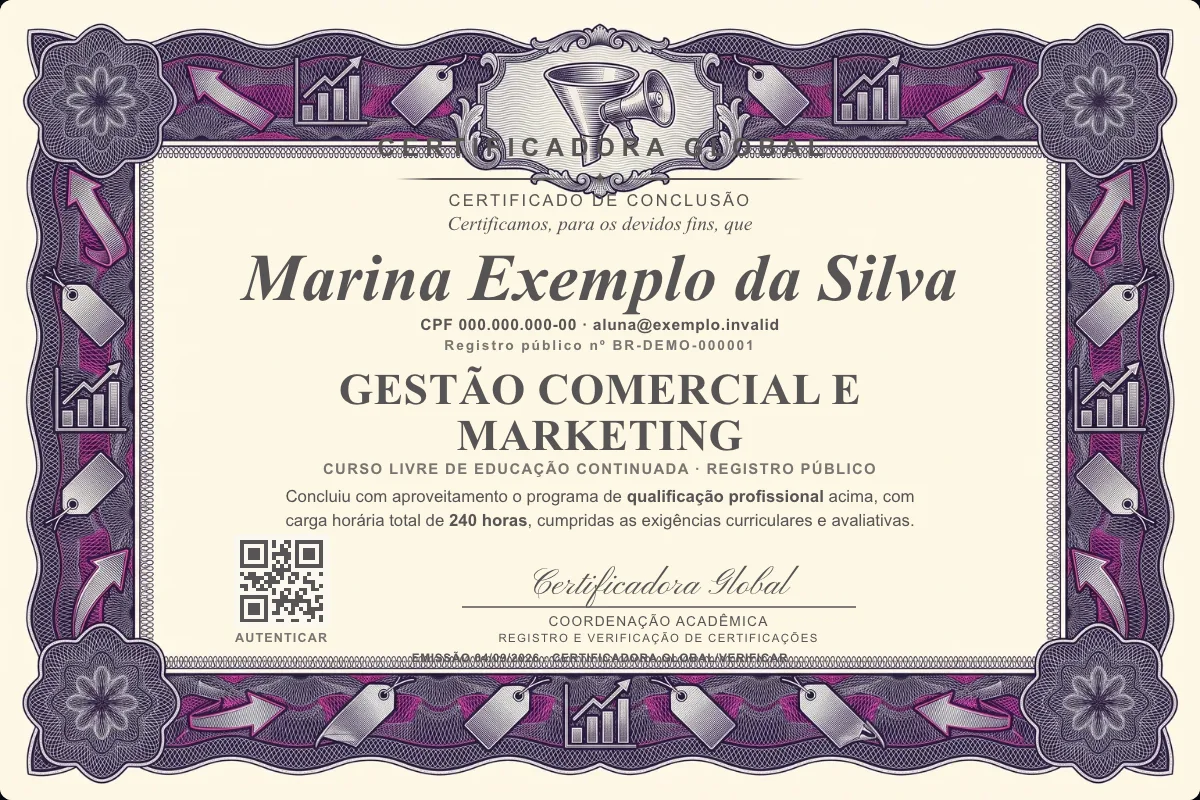 Capa do curso Gestão Comercial e Marketing