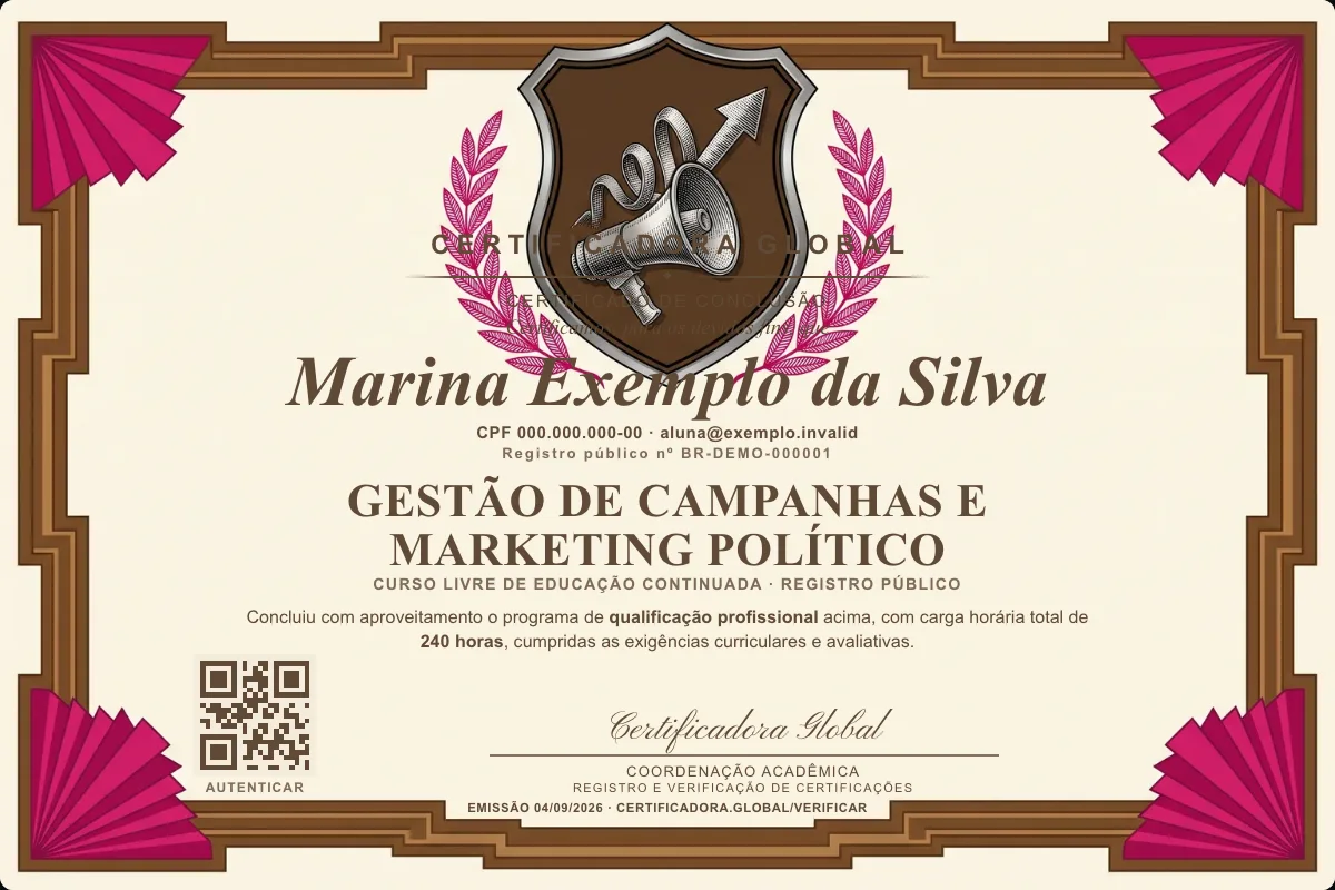 Capa do curso Gestão de Campanhas e Marketing Político