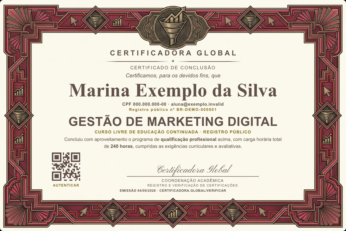 Capa do curso Gestão de Marketing Digital