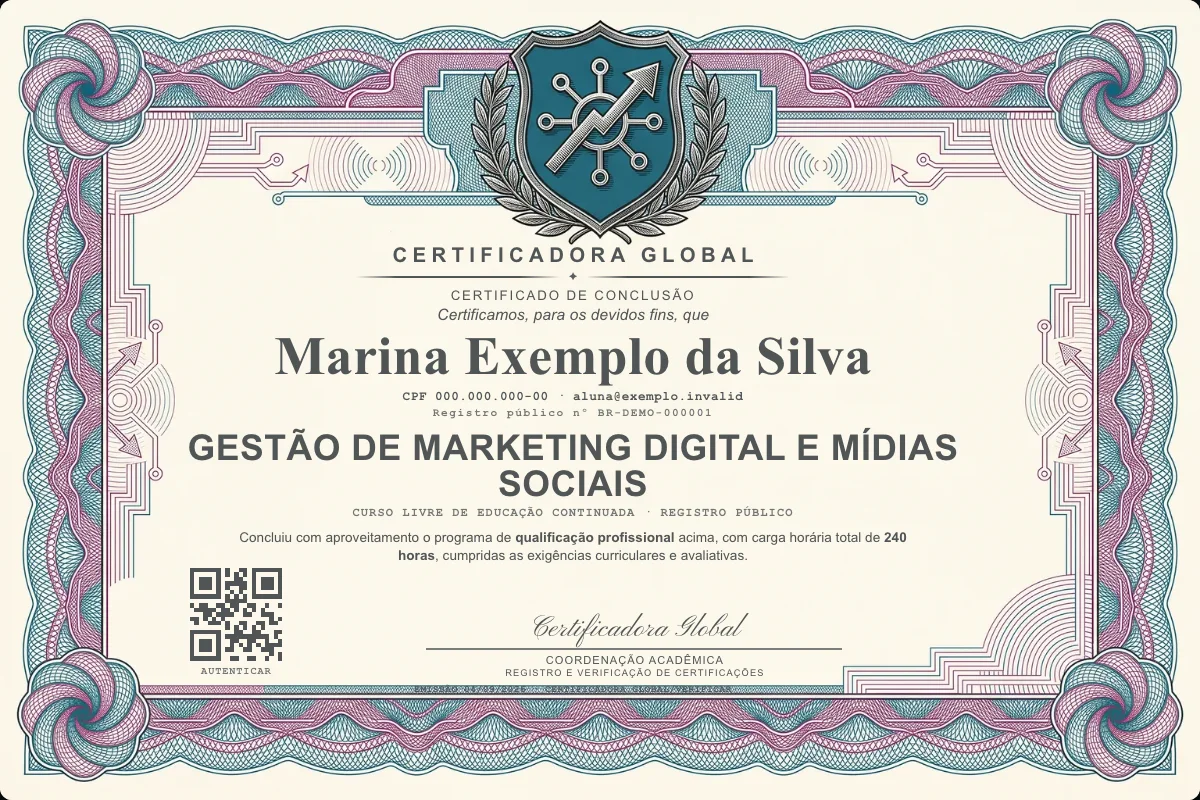 Capa do curso Gestão de Marketing Digital e Mídias Sociais