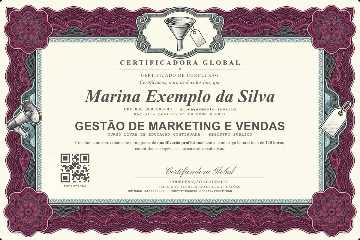 Capa do curso Gestão de Marketing e Vendas