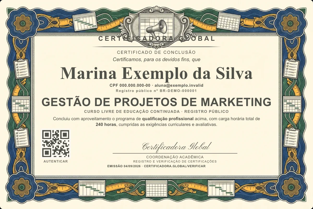 Capa do curso Gestão de Projetos de Marketing