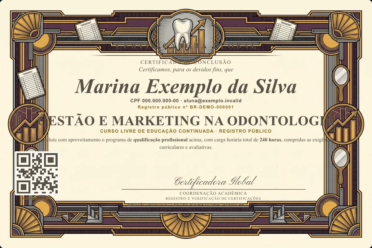 Capa do curso Gestão e Marketing na Odontologia