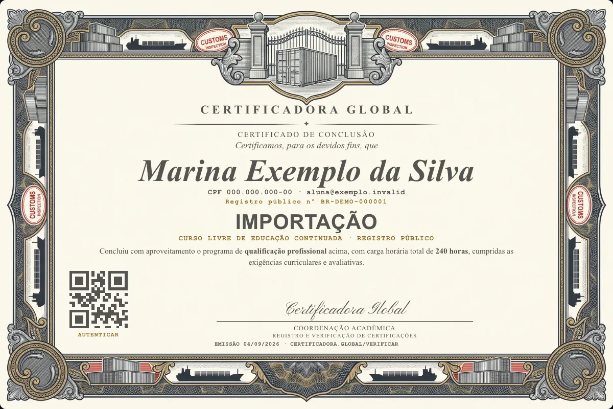 Capa do curso Importação