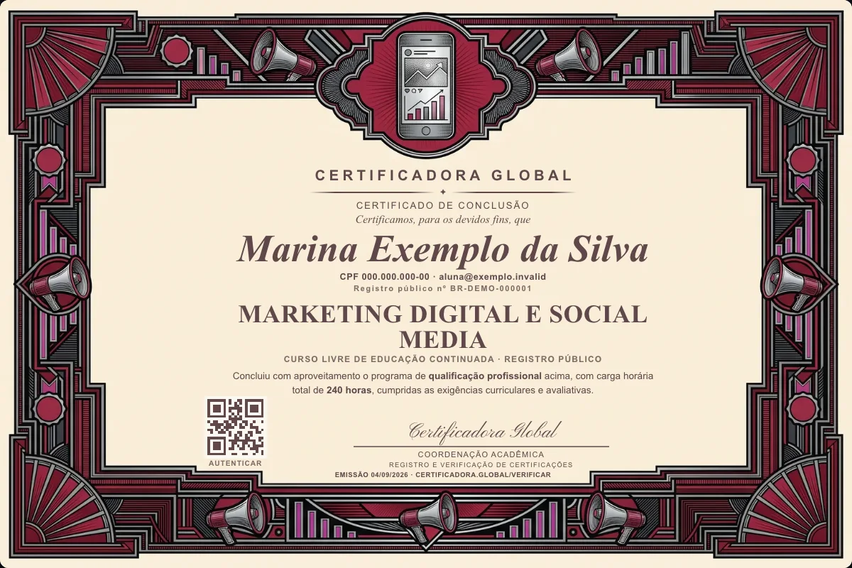 Capa do curso Marketing Digital e Social Media