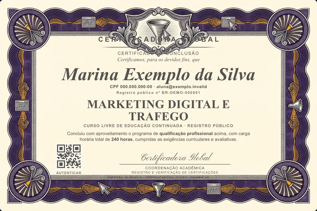 Capa do curso Marketing Digital e Trafego