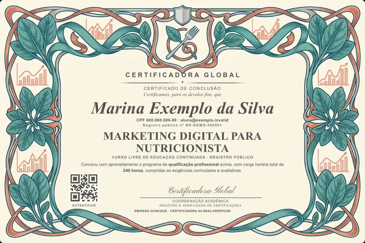Capa do curso Marketing Digital para Nutricionista