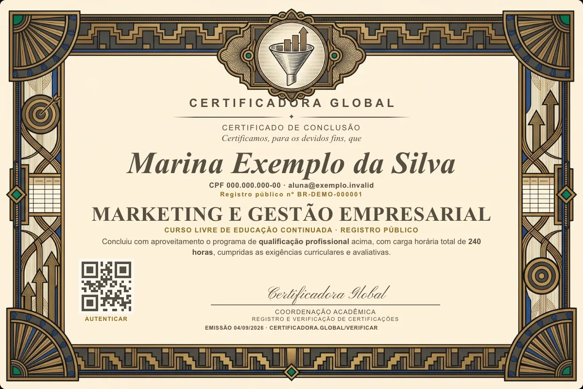 Capa do curso Marketing e Gestão Empresarial