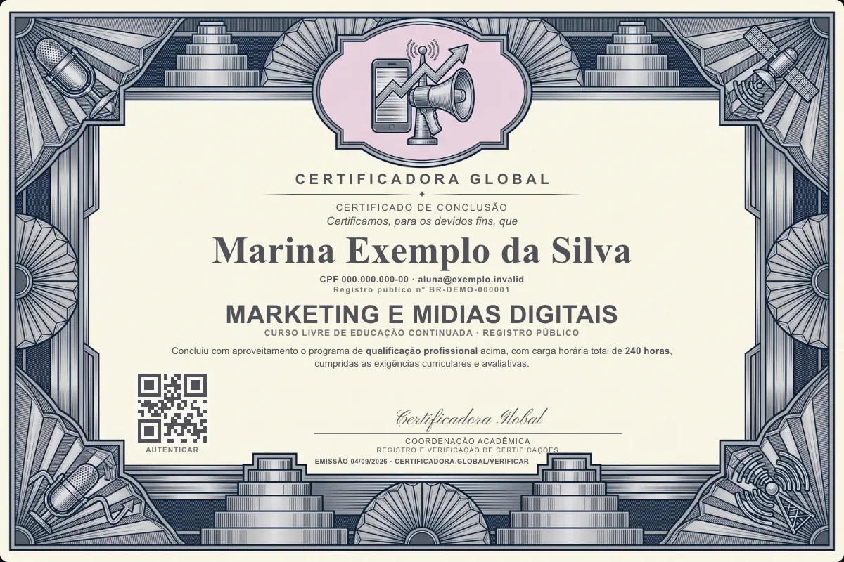 Capa do curso Marketing e Midias Digitais