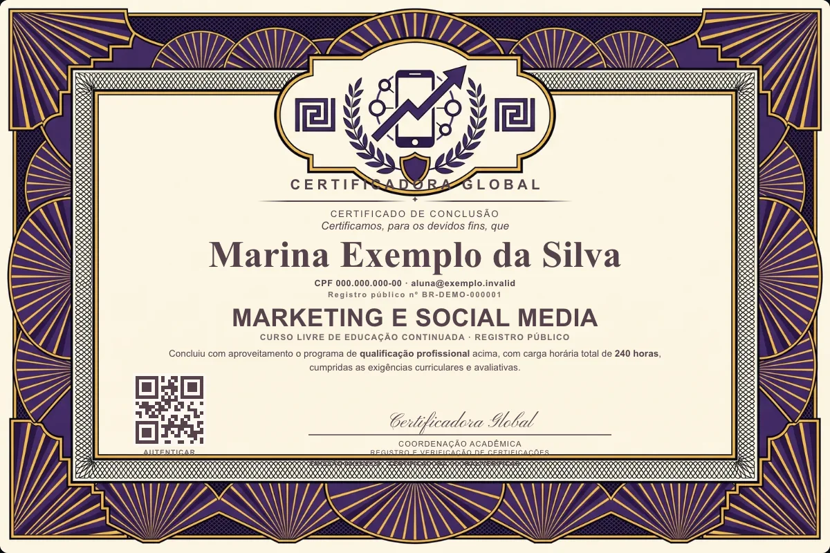 Capa do curso Marketing e Social Media