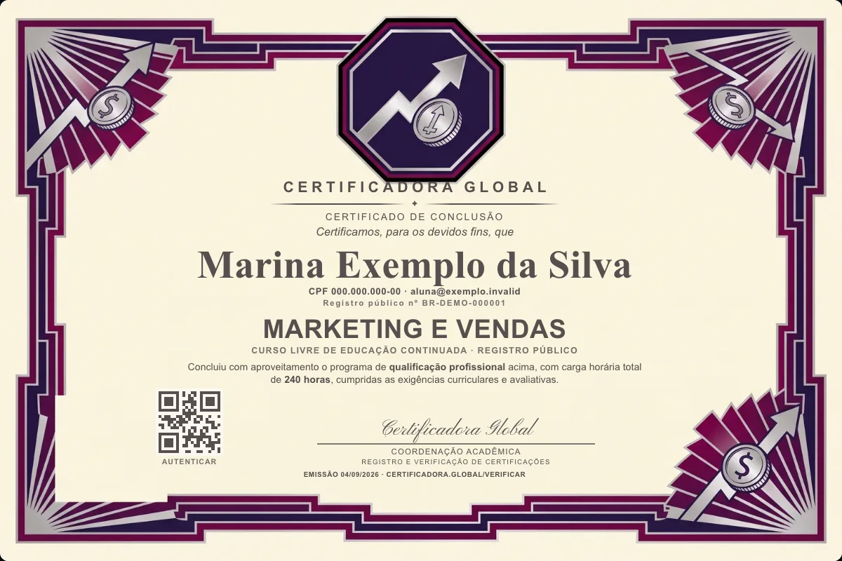 Capa do curso Marketing e Vendas