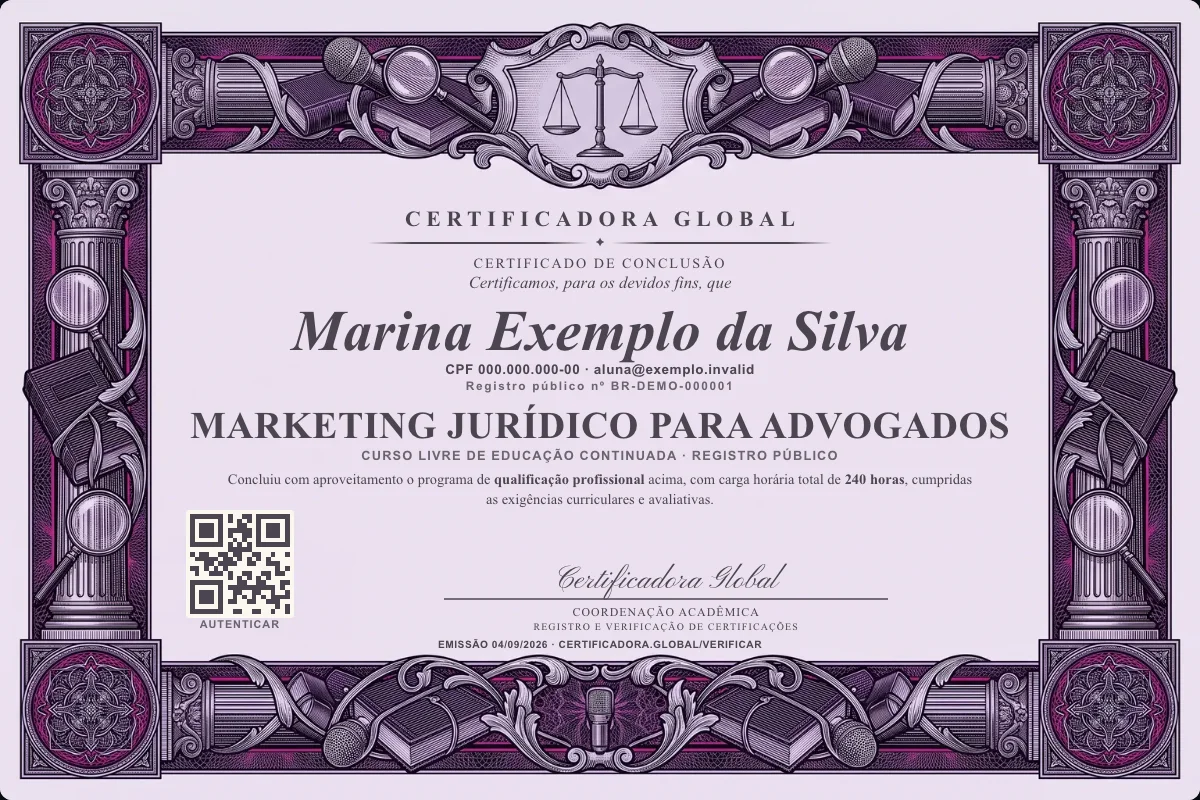 Capa do curso Marketing Jurídico para Advogados
