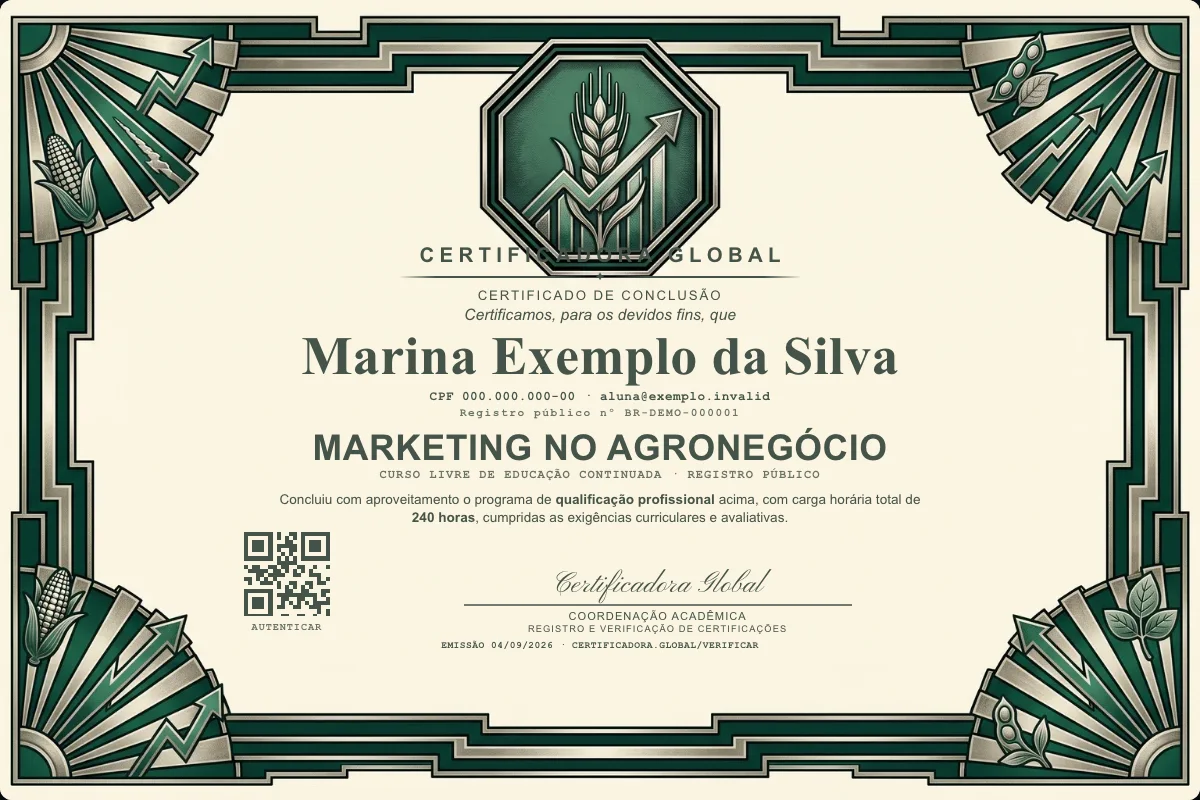 Capa do curso Marketing no Agronegócio