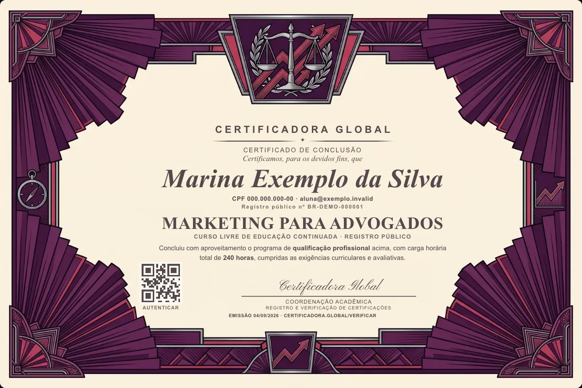 Capa do curso Marketing para Advogados