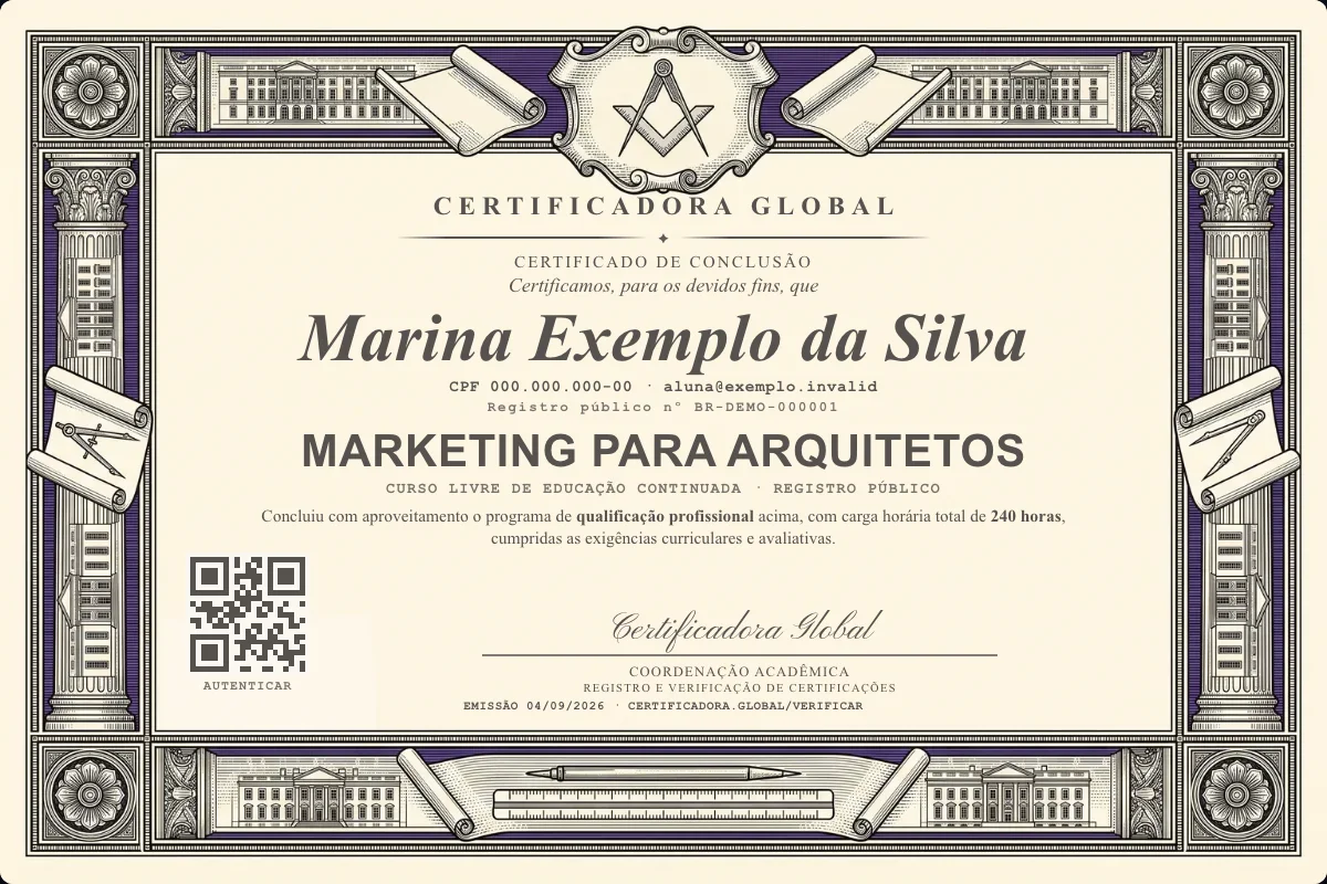 Capa do curso Marketing para Arquitetos