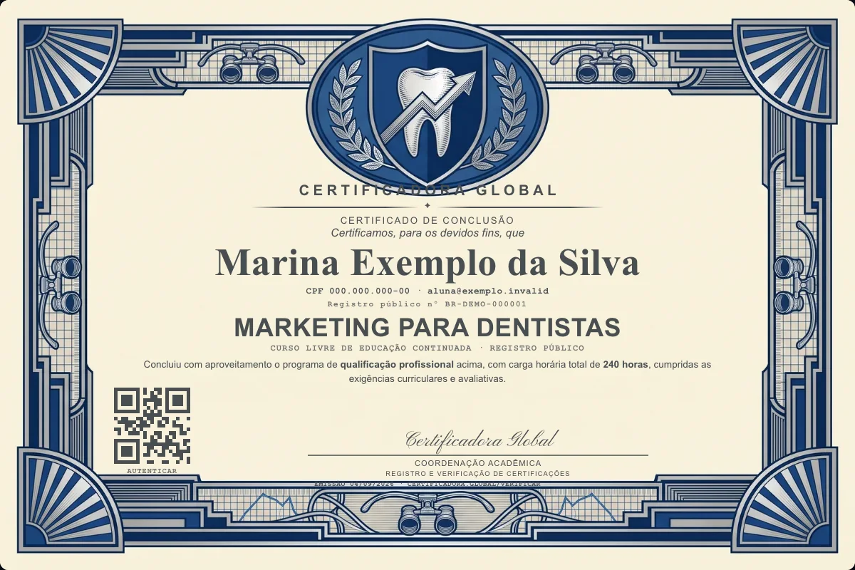 Capa do curso Marketing para Dentistas