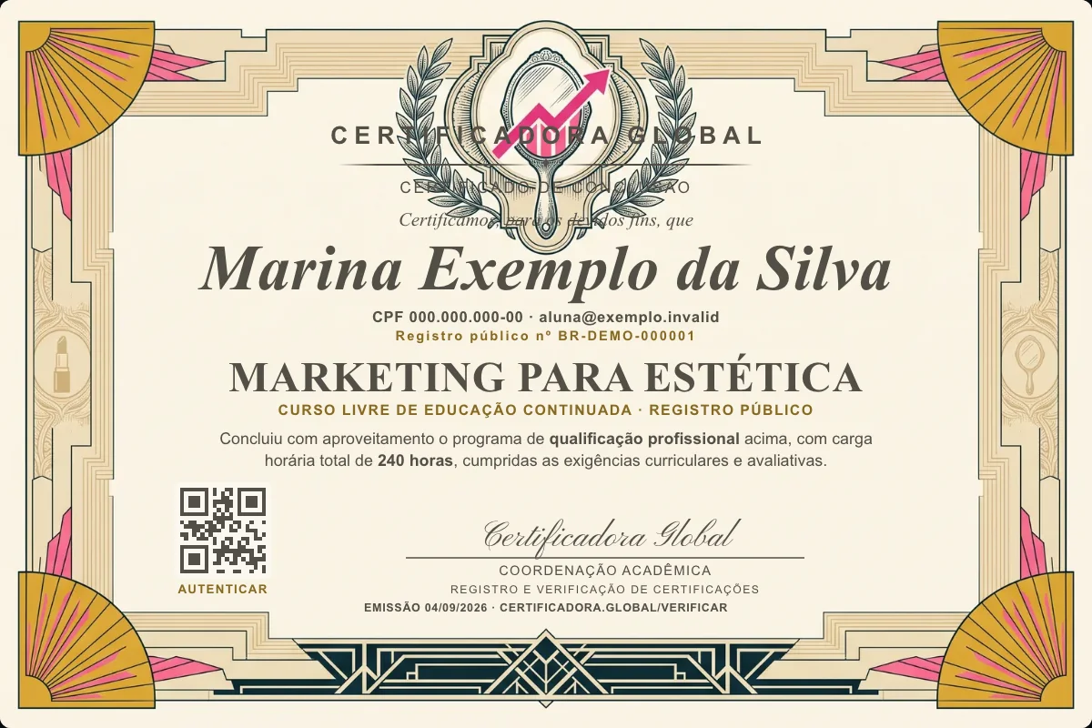 Capa do curso Marketing para Estética