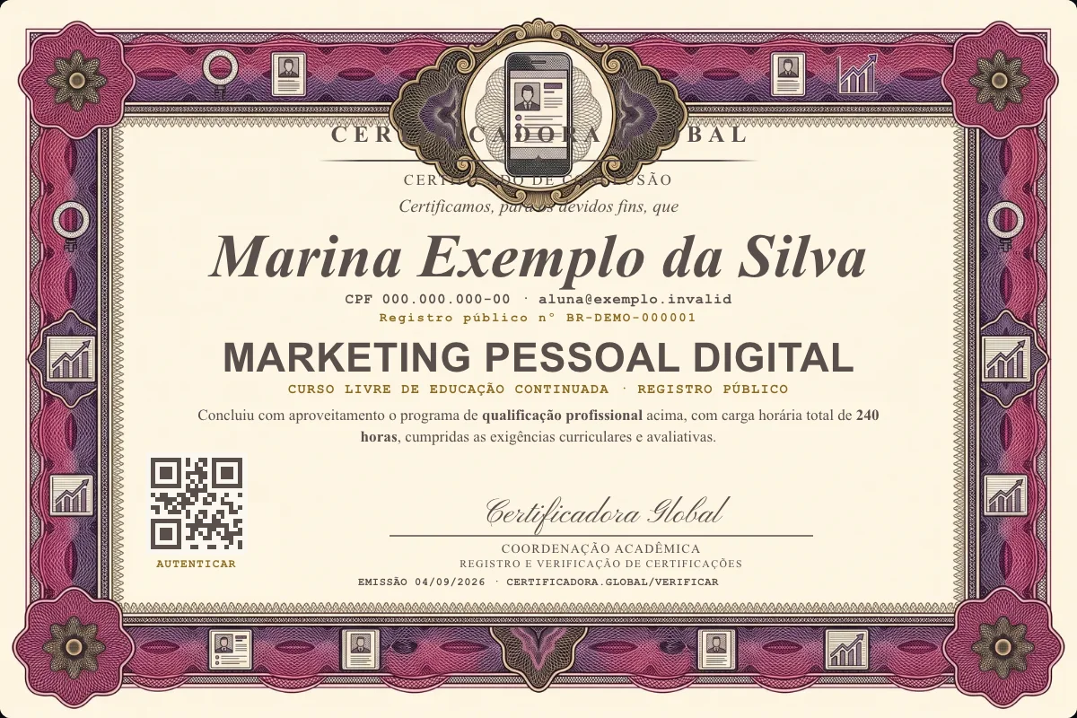 Capa do curso Marketing Pessoal Digital