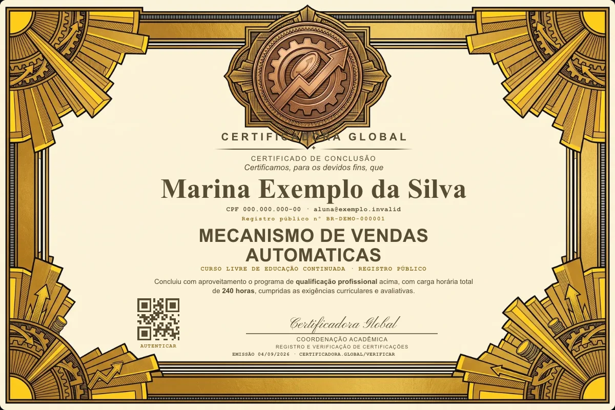 Capa do curso Mecanismo de Vendas Automaticas