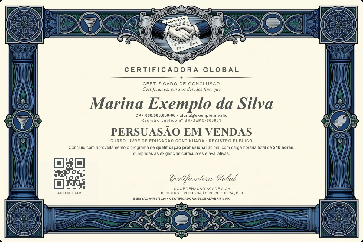 Capa do curso Persuasão em Vendas