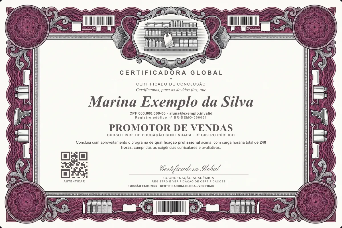 Capa do curso Promotor de Vendas