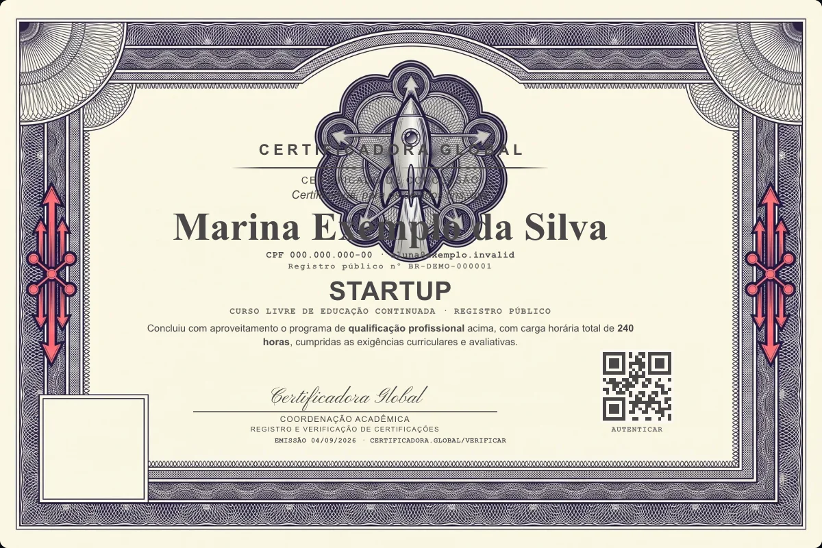 Capa do curso Startup