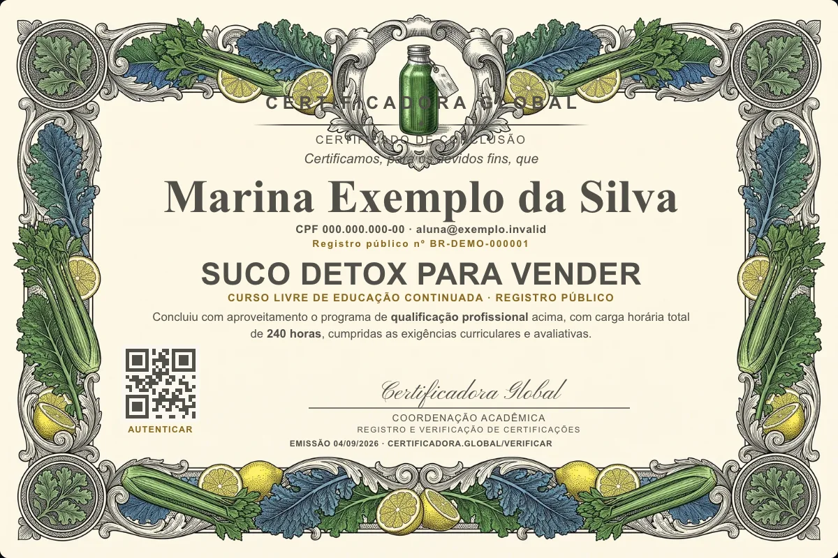Capa do curso Suco Detox para Vender