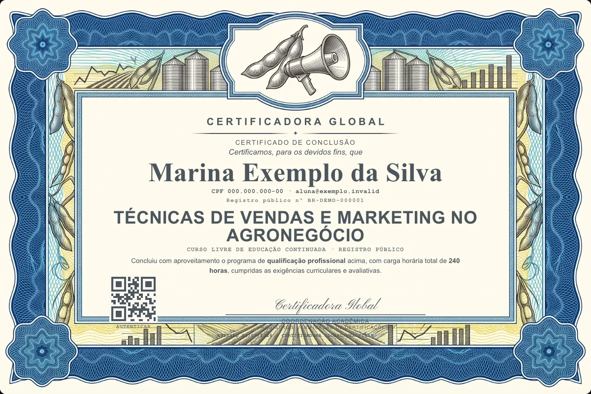 Capa do curso Técnicas de Vendas e Marketing no Agronegócio