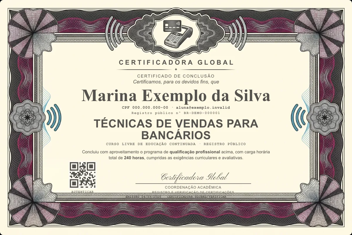 Capa do curso Técnicas de Vendas para Bancários