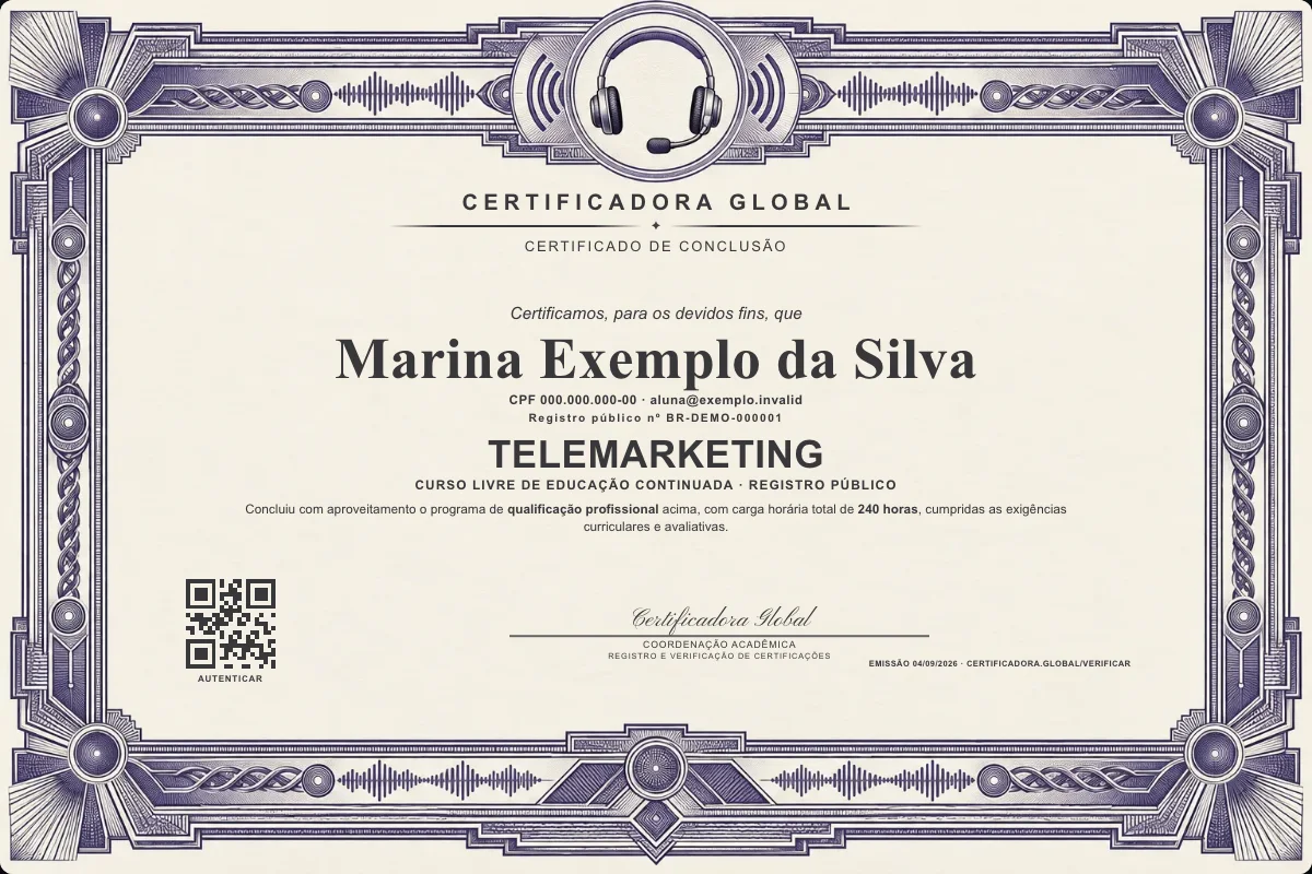 Capa do curso Telemarketing