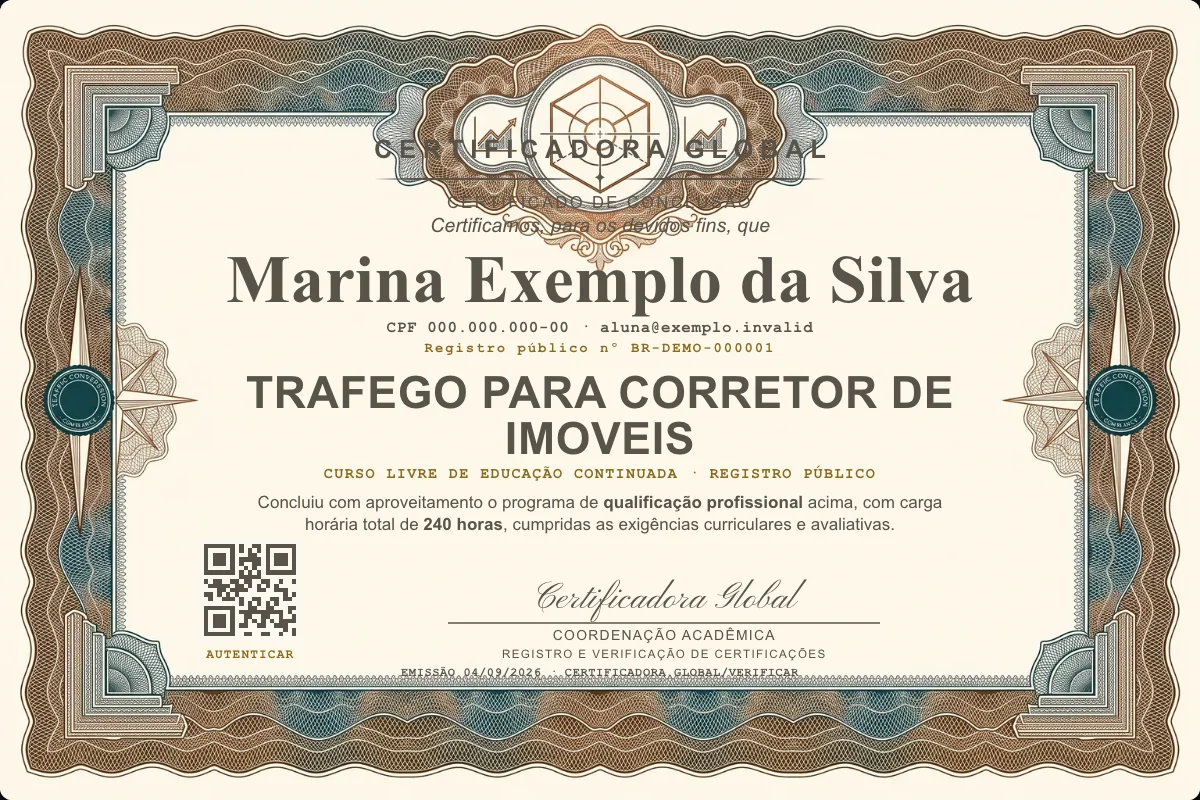 Capa do curso Trafego para Corretor de Imoveis