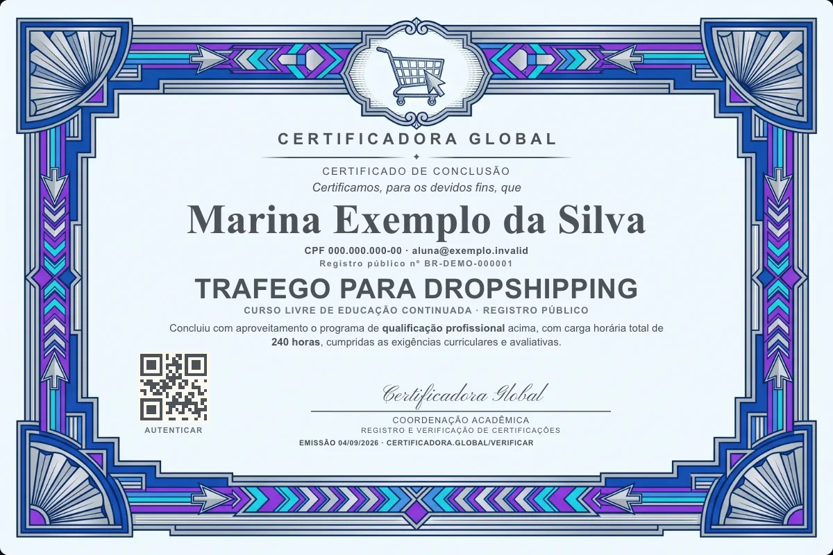 Capa do curso Trafego para Dropshipping