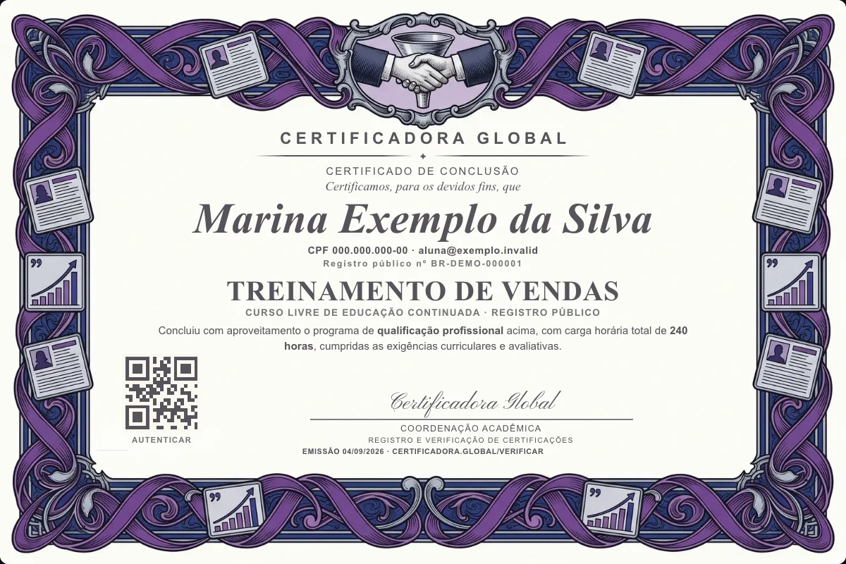 Capa do curso Treinamento de Vendas