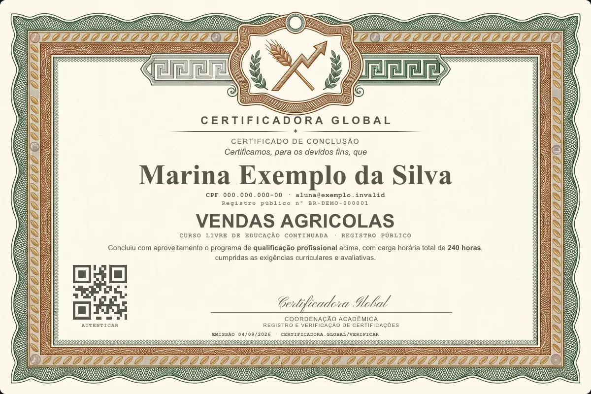 Capa do curso Vendas Agricolas