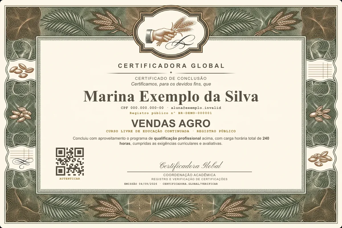 Capa do curso Vendas Agro