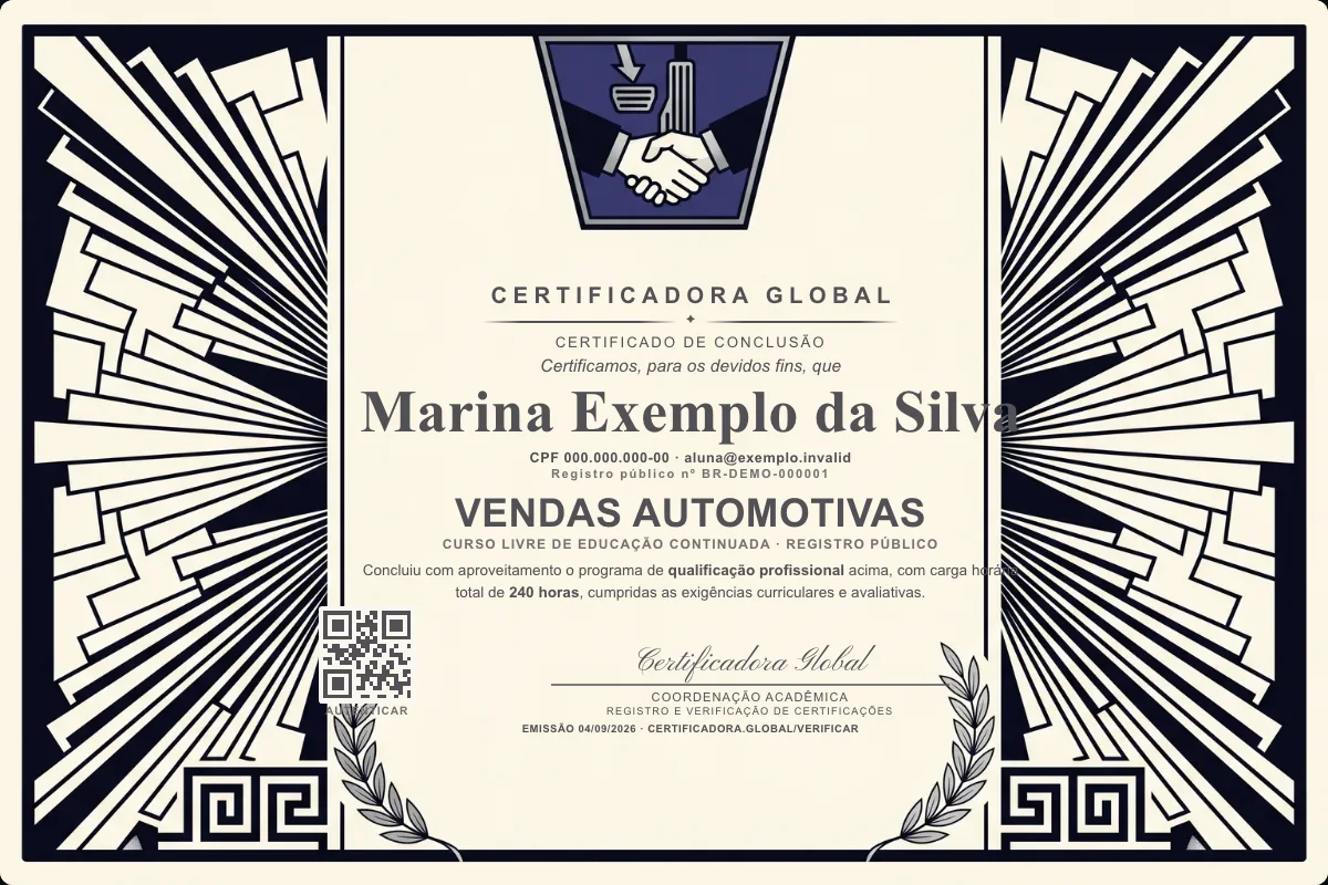 Capa do curso Vendas Automotivas