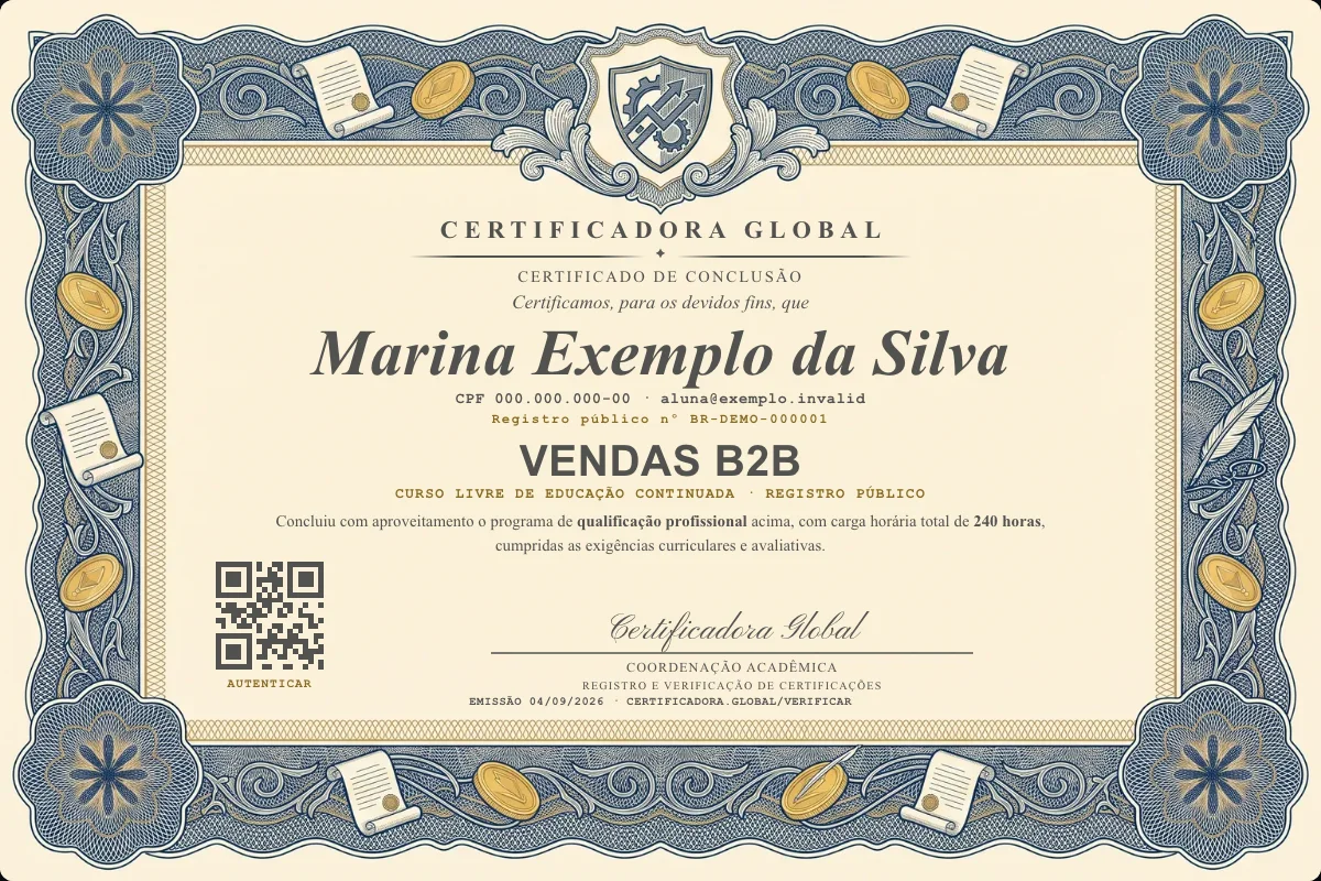 Capa do curso Vendas B2b