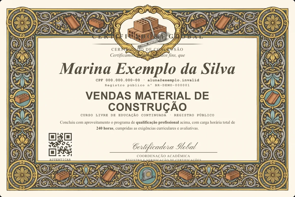 Capa do curso Vendas Material de Construção