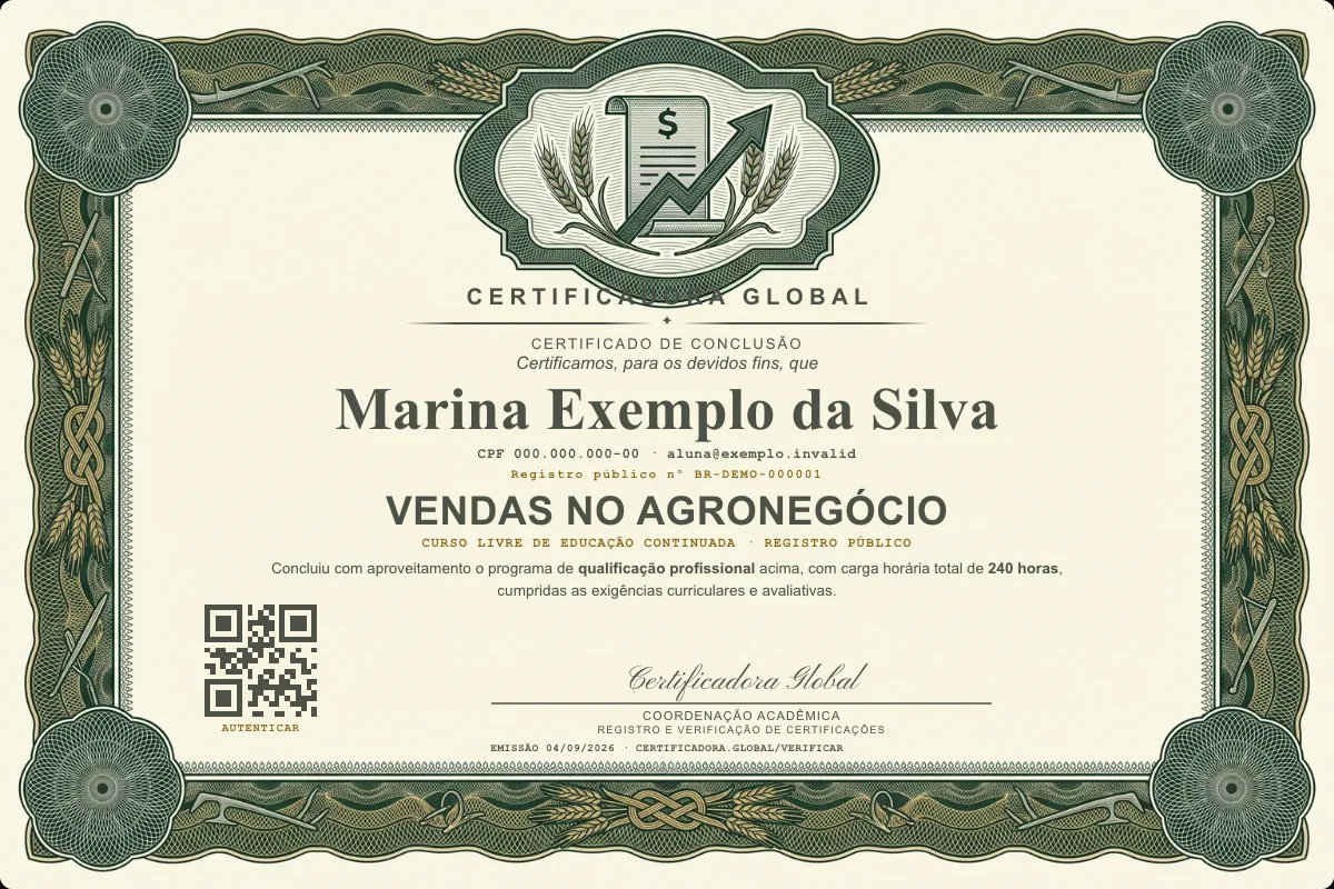 Capa do curso Vendas no Agronegócio