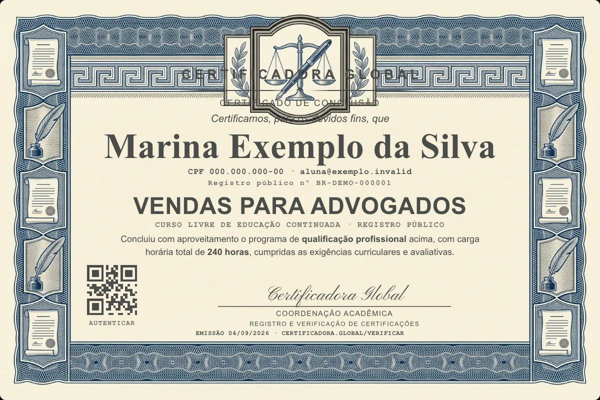 Capa do curso Vendas para Advogados