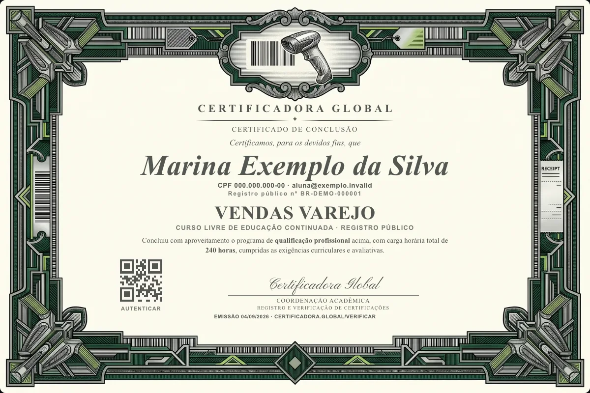 Capa do curso Vendas Varejo