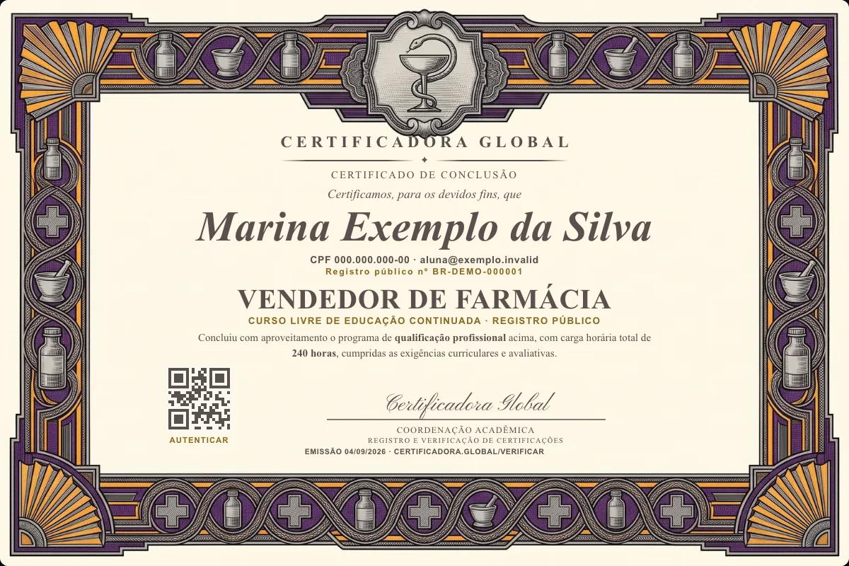 Capa do curso Vendedor de Farmácia