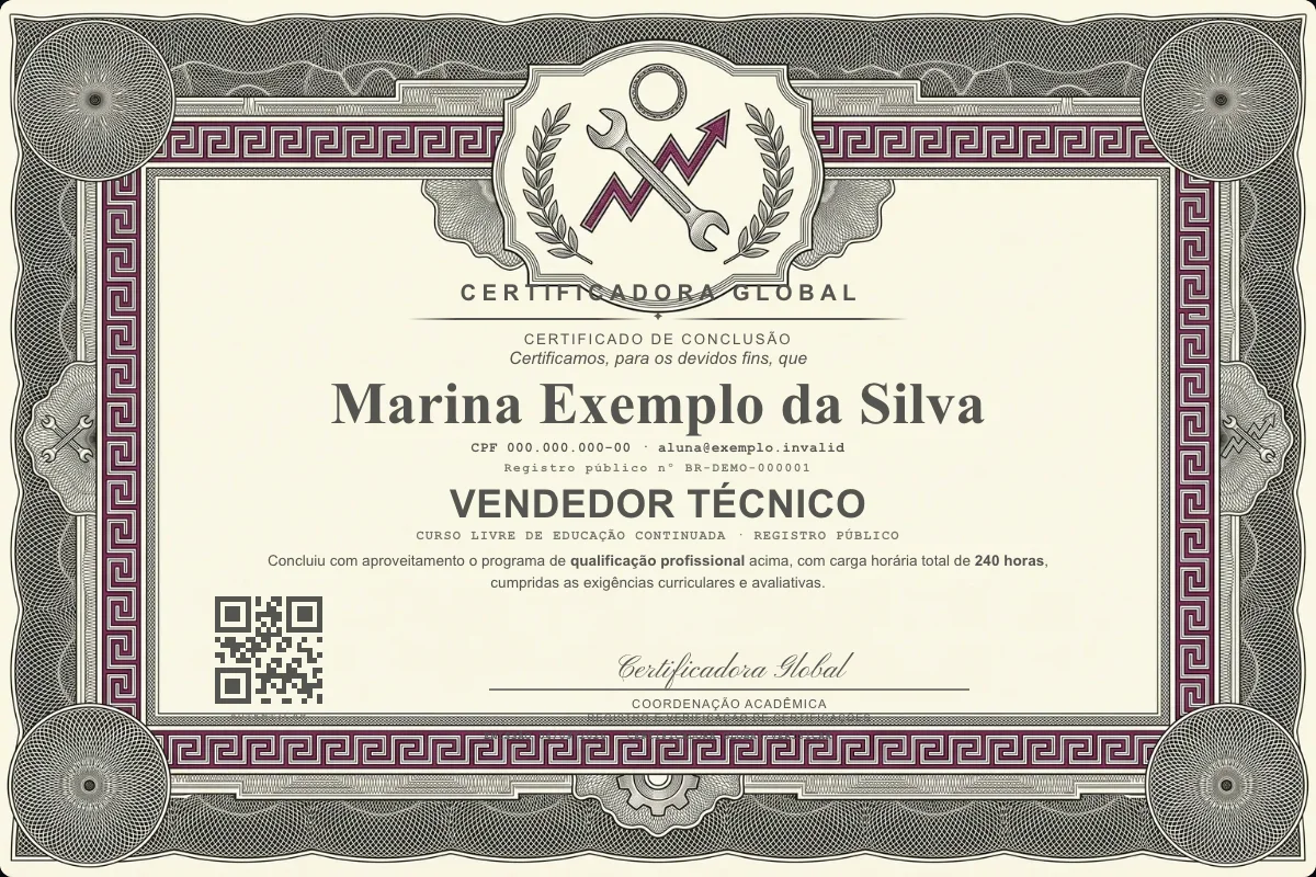 Capa do curso Vendedor Técnico