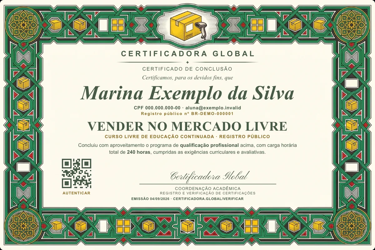 Capa do curso Vender no Mercado Livre